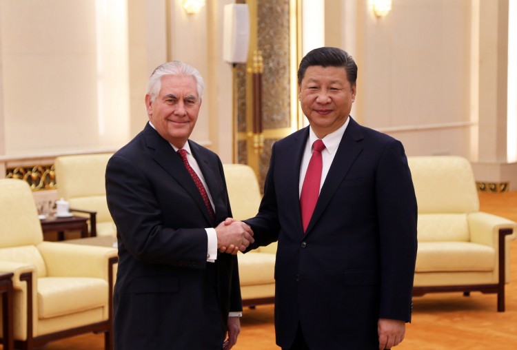 US Secretary of State Rex Tillerson with President Xi Jinping
